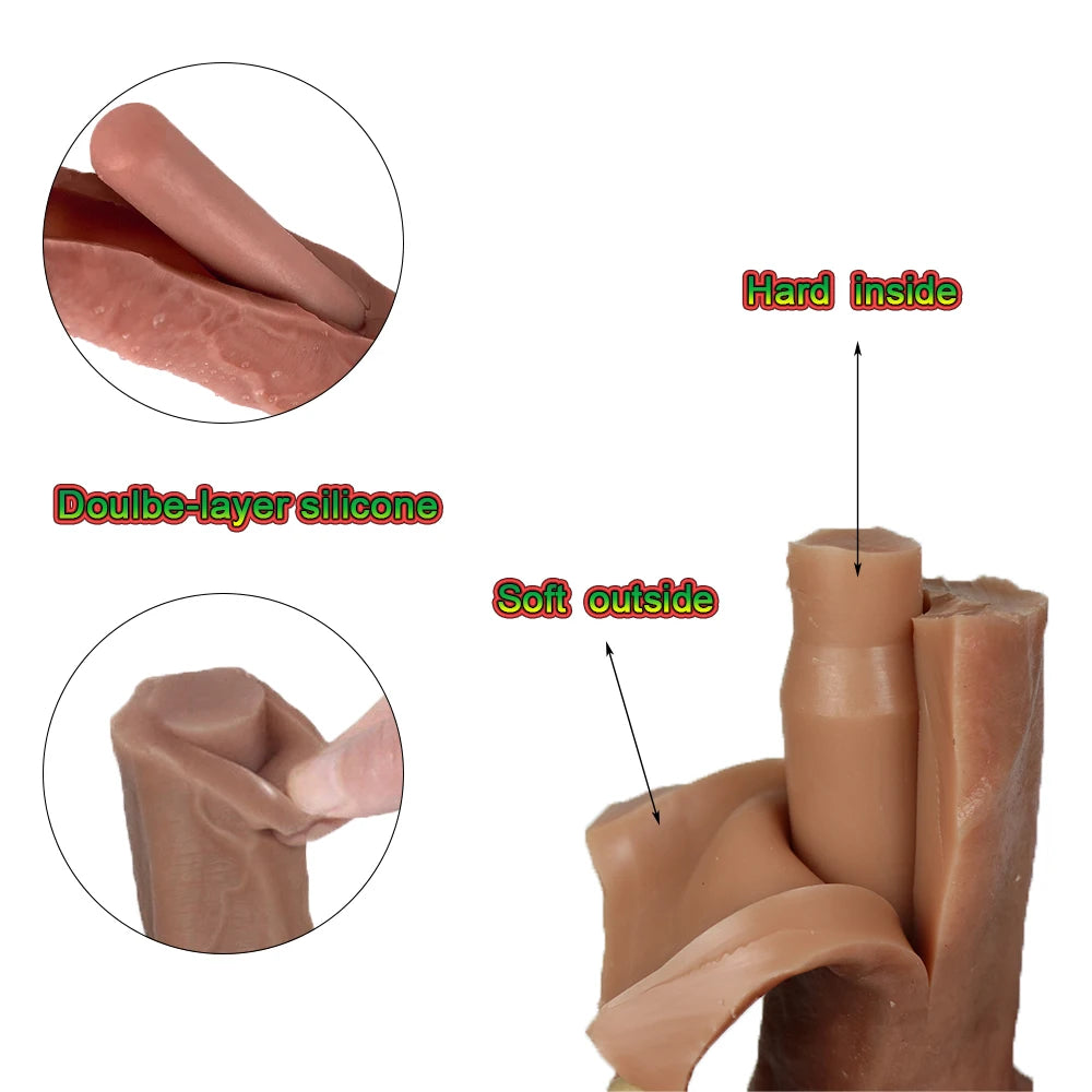 Cheap Soft Cock Realistic Strapon Big Dildo Skin Feel Small Penis Double Silicone Suction Cup Dick Gay Anal Sex Toys Men Women