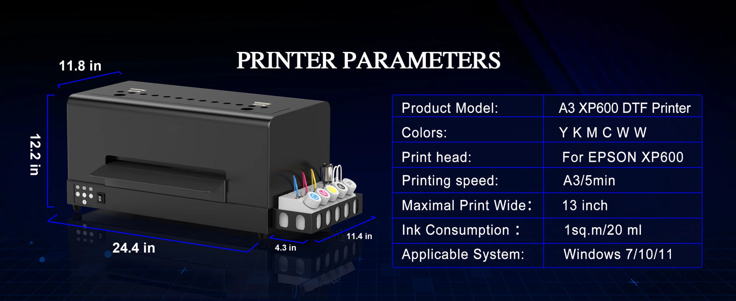 A3 XP600 DTF Printer Direct to Film Transfer Printer with Roll Feeder T shirt Printing Machine For Fabric Print Impresora dtf a3