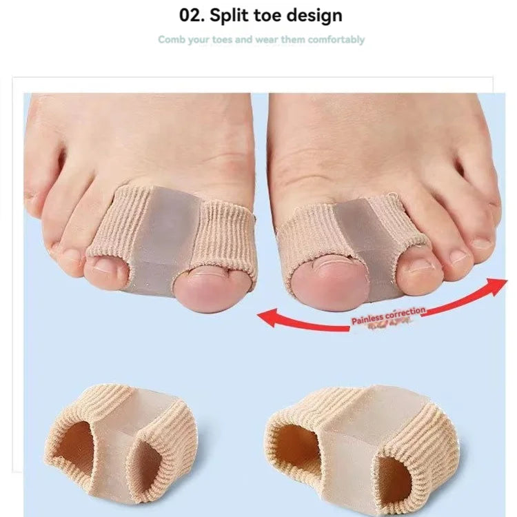 2 PCs Toe Separator Fiber Double Hole Gel Block Big Toe Separator Silicone Men'S And Women'S Fiber Double Hole Set Toe Orthotics