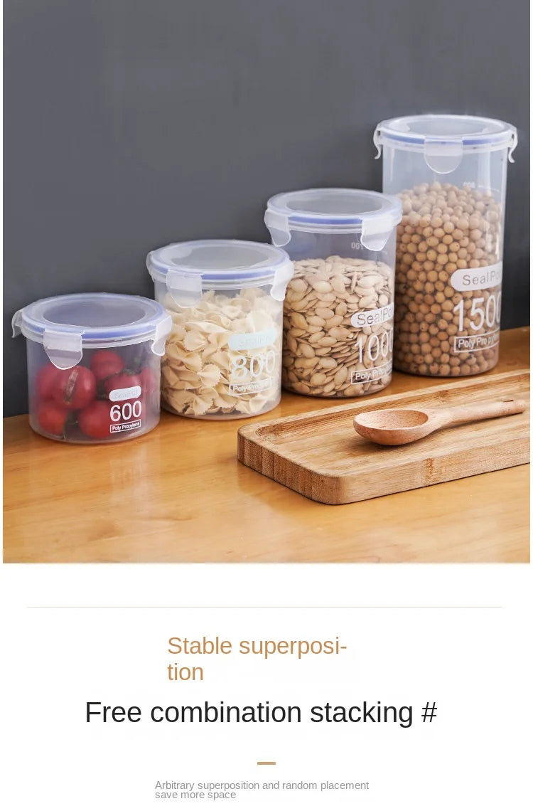 5Pcs Sealed Storage Box Transparent Kitchen Food Grain Organizer Storage Tank Plastic Large capacity Moisture-proof Sealed Jars