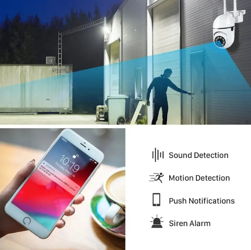 CCTV Wifi Camera Wireless Security Surveillance Cameras Outdoor 4X Digital Zoom Night Color AI Smart Tracking Two Way Audio IP66