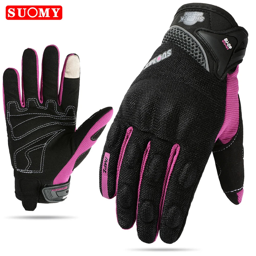 SUOMY Women Purple Motorcycle Gloves Touch Screen Full Finger Racing/Climbing/Cycling/Riding Sport Windproof Motocross Gloves