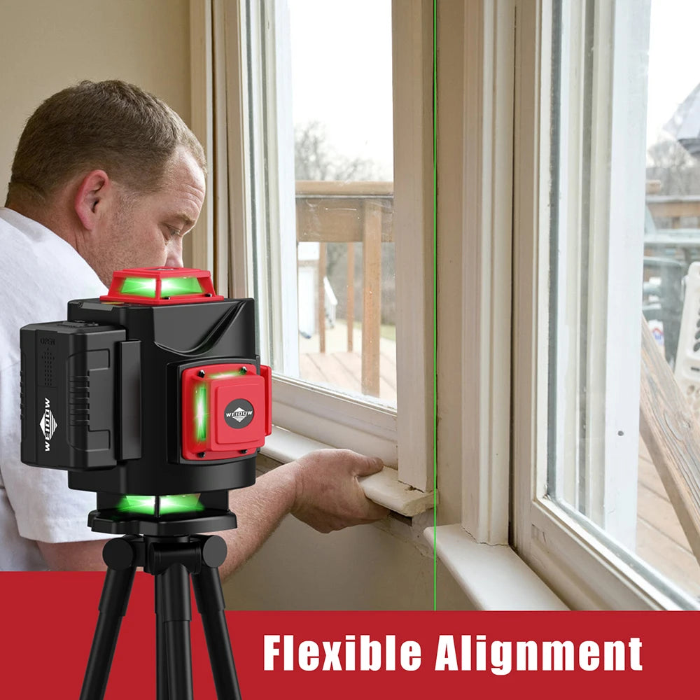 WEIDDW 4D 16 Lines 360°Self-leveling Laser Levels withTripod and Suitcase Horizontal And Vertical Professional Laser Level Tool