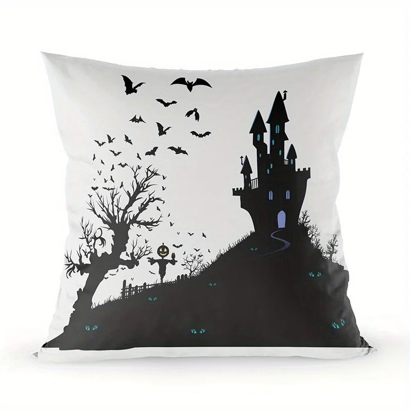 Home Decor Spooky Castle Themed Digital Printed Pillow Covers Pattern Cushion Cover Suitable For Sofa Bedroom Car Pillow Cover