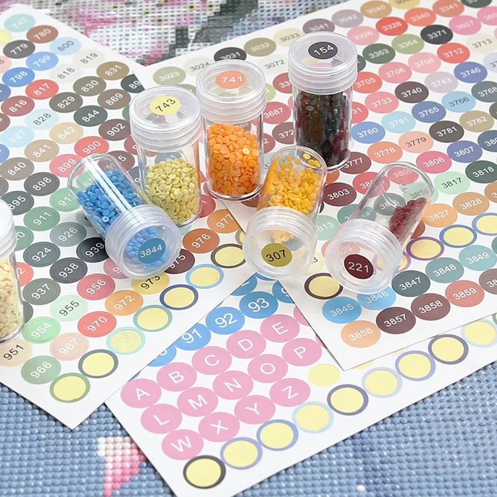 60 Bottles Diamond Painting Container Case With Color Number Stickers Labels Stickers Beads Storage Box Organizer Tools