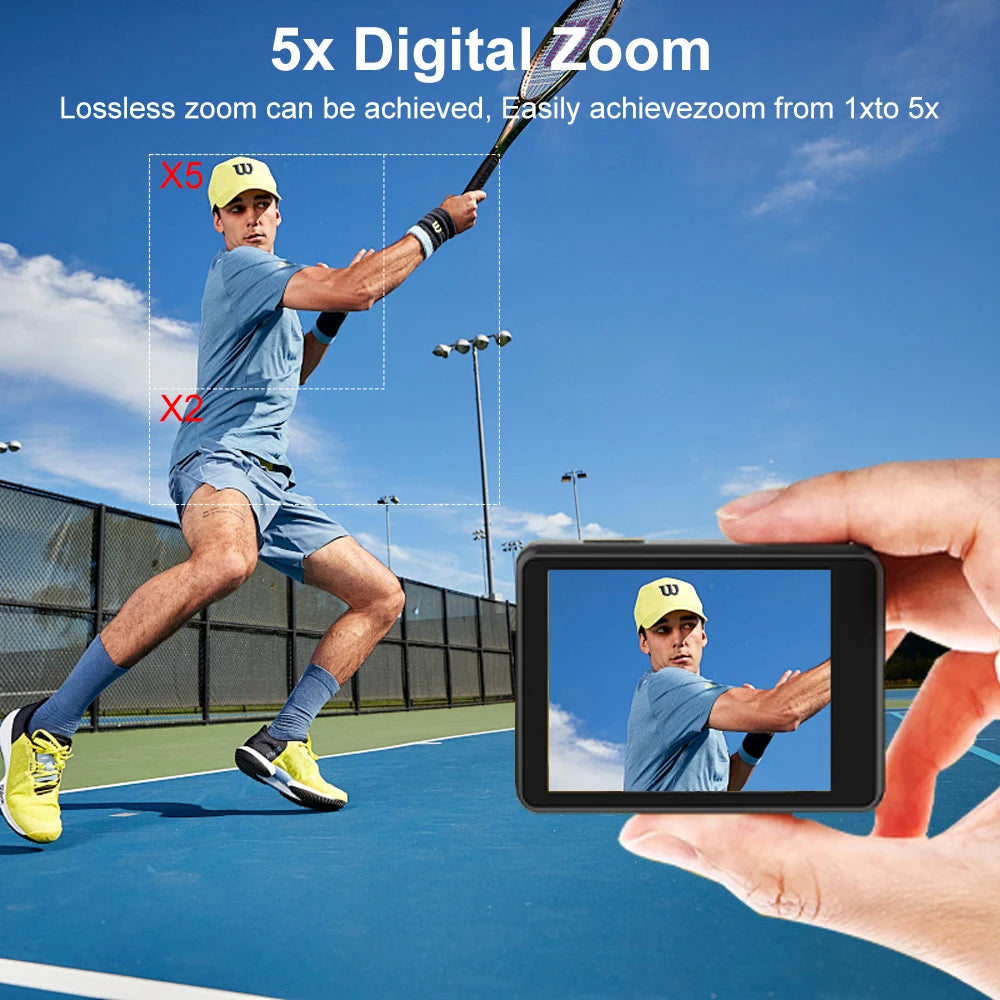 5K Action Camera 4K60FPS Dual IPS Touch LCD WiFi 170° DVR Action Cam 30M Waterproof 5X Zoom Sports Camera With Remote Control
