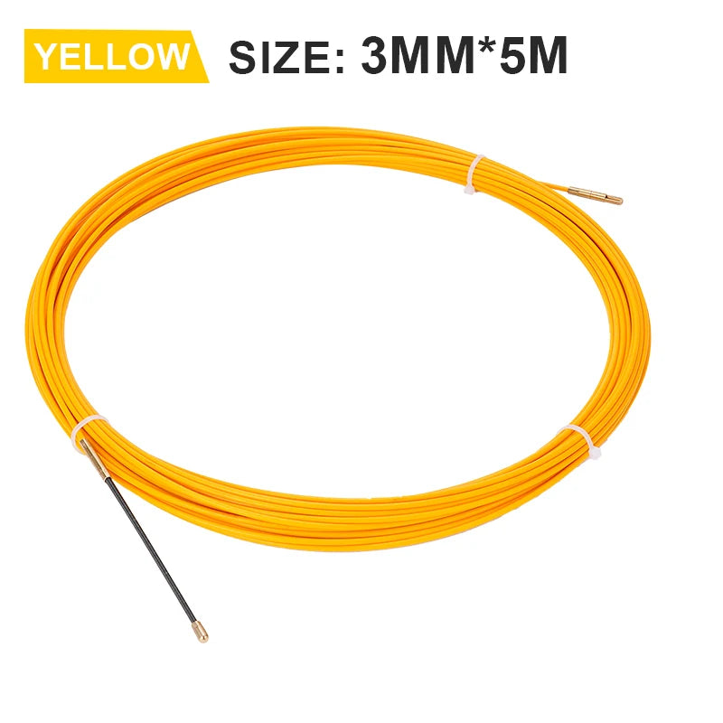 3mm 5M-50M Fiberglass Cable Puller Electrician Tape Conduit Ducting Wall Wire Threader Fish Guide Electrician Pushing Tape