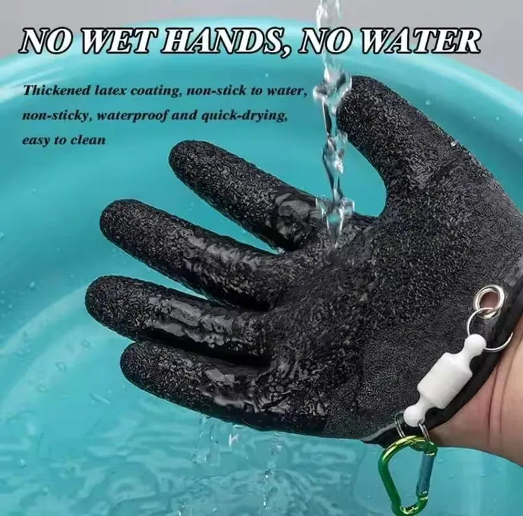 1PC Fishing Anti Slip Gloves Magnetic Buckle Pendant Hand Guard to Prevent Stabbing Fishing Protective Gear Waterproof Gloves