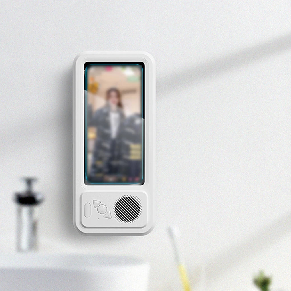 Shower Phone Holder with Bluetooth Speaker 360 Rotation Wall Phone Mount for Shower Waterproof Anti Fog for 4-6.9" Phones