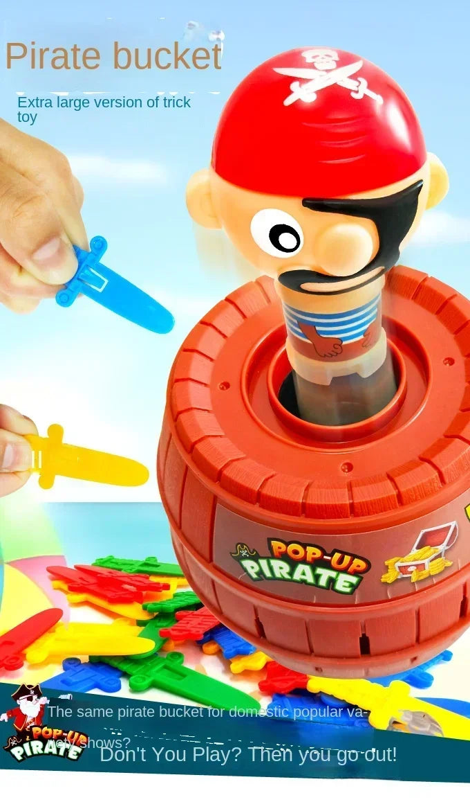 Big Knife Insertion Pirate Bucket Uncle Wooden Bucket Uncle Sword Insertion Creative Trick Table Game Pirates Bring 24 Swords