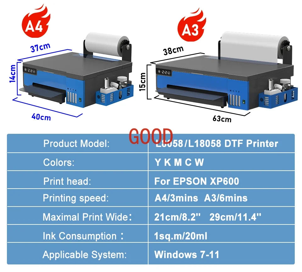 Colorsun XP600 DTF Printer For Epson L18058/L8058 impresora a3/a4 dtf T-Shirt printing machine For T-Shirt Shoes Hoodie Bags