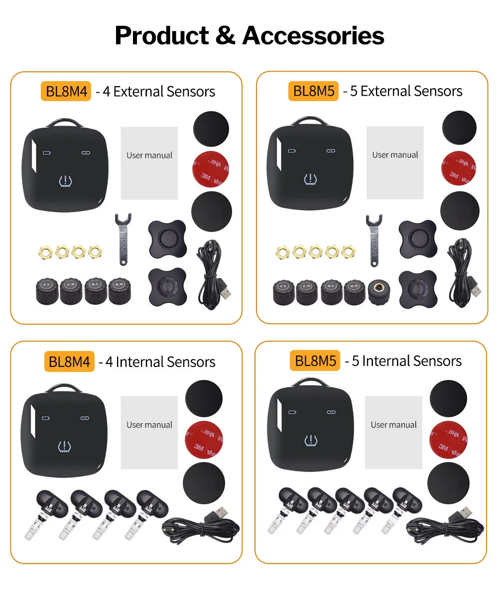 Deelife Car TPMS for Android iOS Tire Pressure Monitoring Control System 4-5 Wheel Tyre Sensor Bluetooth-compatible BLE TMPS