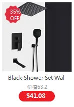 Matte Black Thermostatic Shower Faucet with Rainfall Head And Bathtub Spout Wall-Mounted Concealed Brass Shower  for Bathroom
