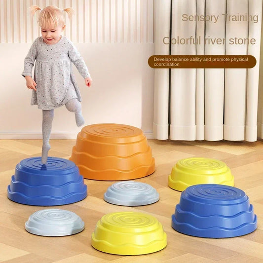 Six Children Cross The River Stone Sense System Training Equipment Kindergarten Early Education Training Balance Treadle Toys