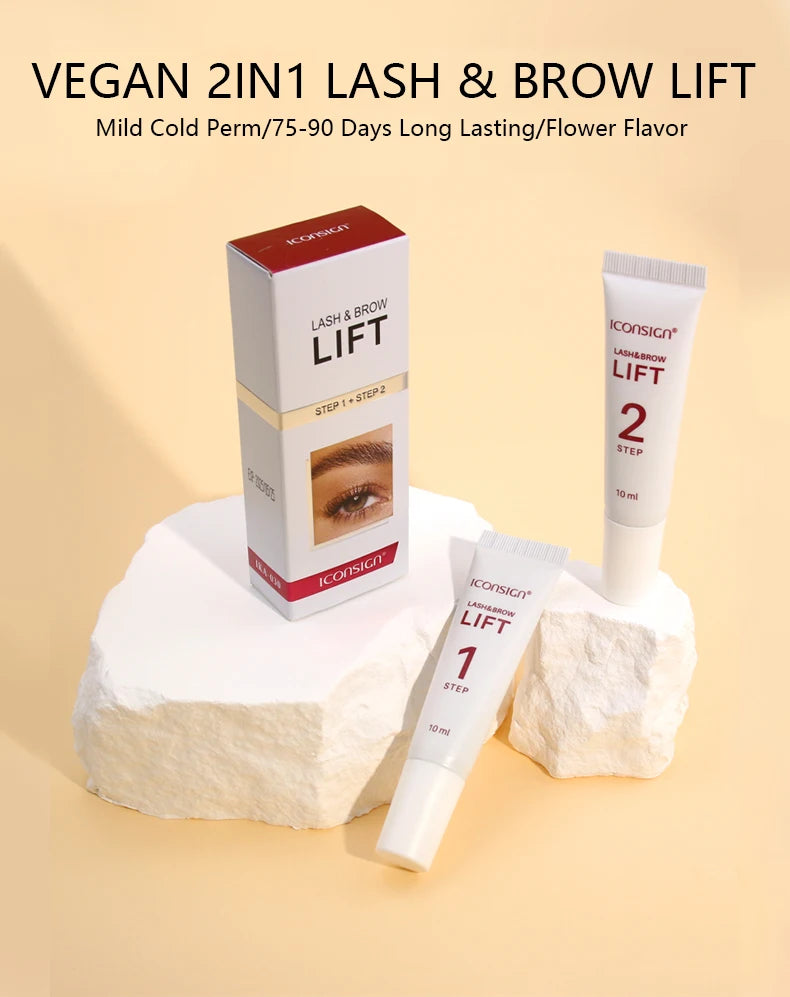 0.34 oz Keratin Eyelash and Eyebrow Lift Set - Durable, Gentle, and Odorless Formula, Get Salon Quality Eyelashes and Eyebrows