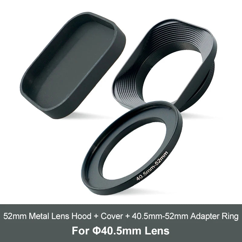 Metal Camera Square Lens Hood Universal Retro Reduce Light for Fuji Fujifim 39mm 43mm 46mm 49mm 52mm Filter Adapter Ring Metal