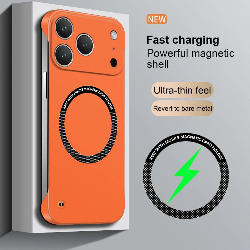 Ultra Thin Case For IPhone 17 Air 17 Pro Max Magsafe Frameless Magnetic Wireless Charging Hard PC Phone Cover