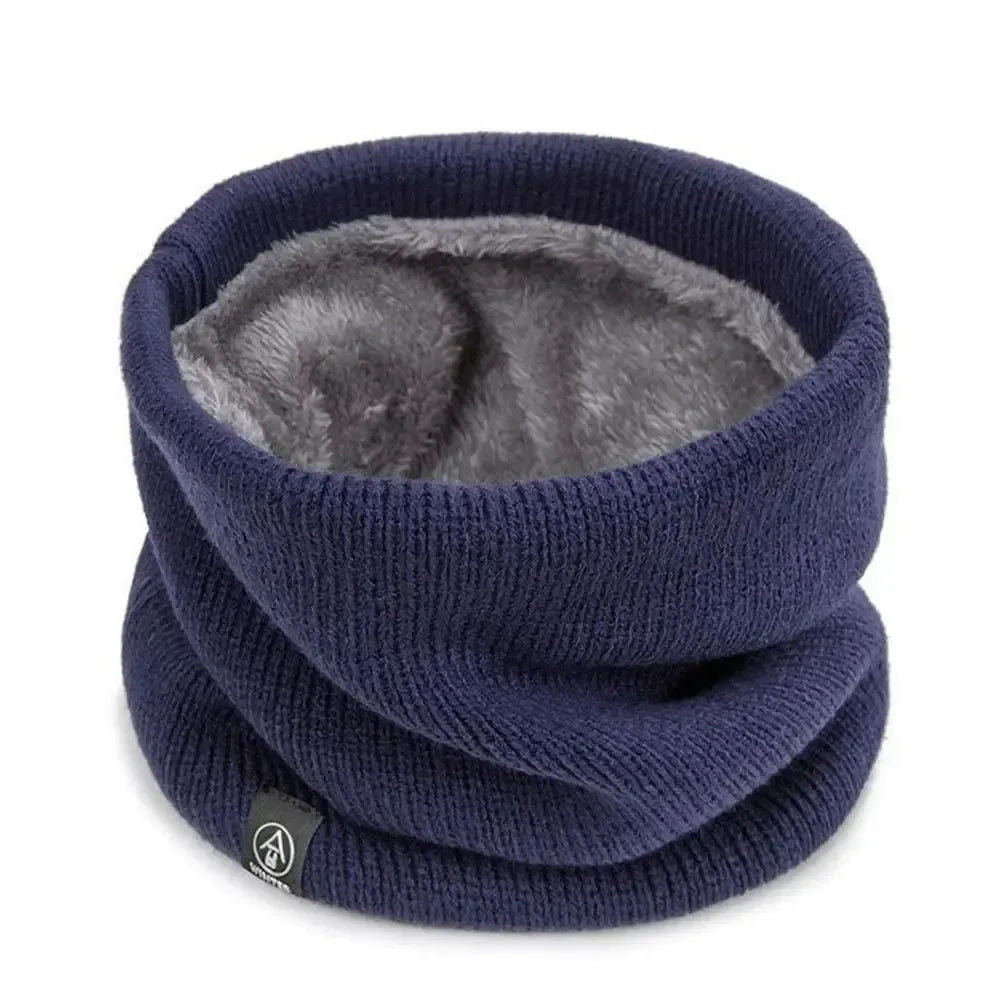 Winter Warm Knitted Ring Scarf For Women Men Plush Full Mask Tutdoor Cashmere Solid Snood Neck Scarves Thick Bufanda Muffler