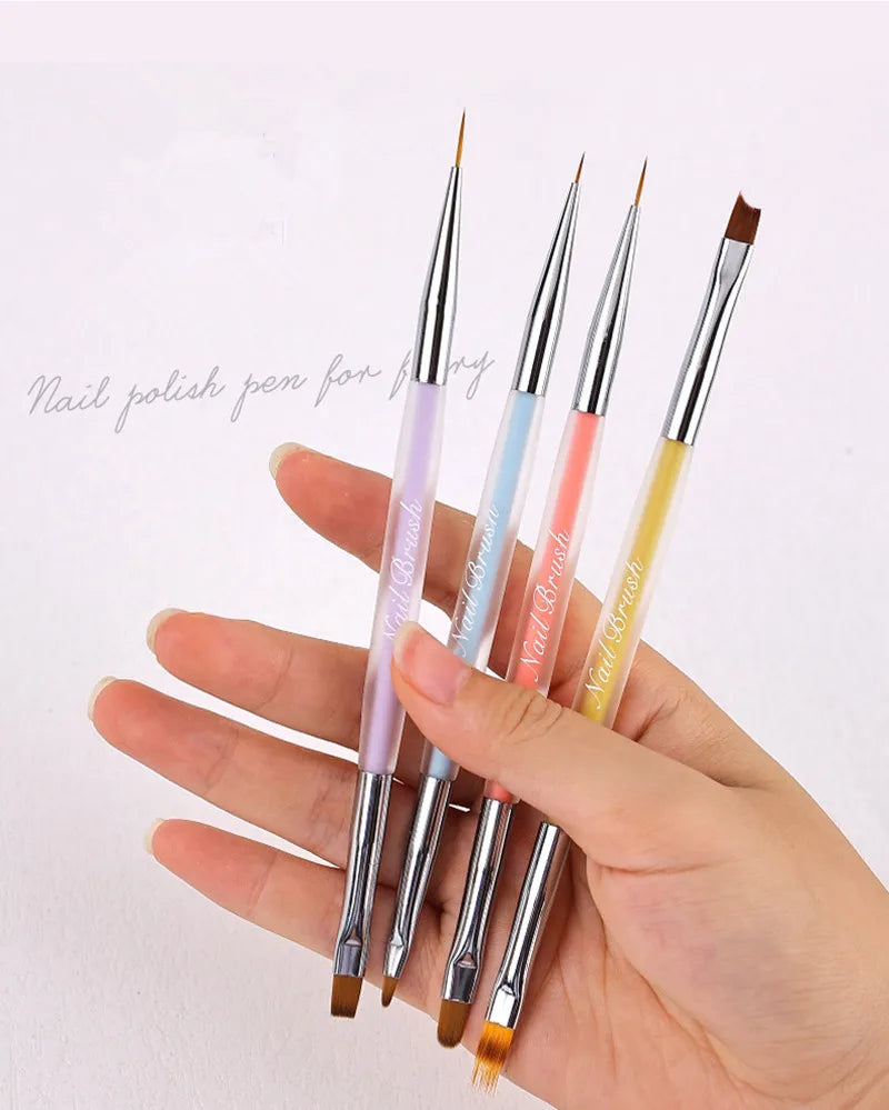 Double Head Crystal Handle Nail Brush Liner Brush Painting Pen Gel Brush Crystal Nail Art Manicure