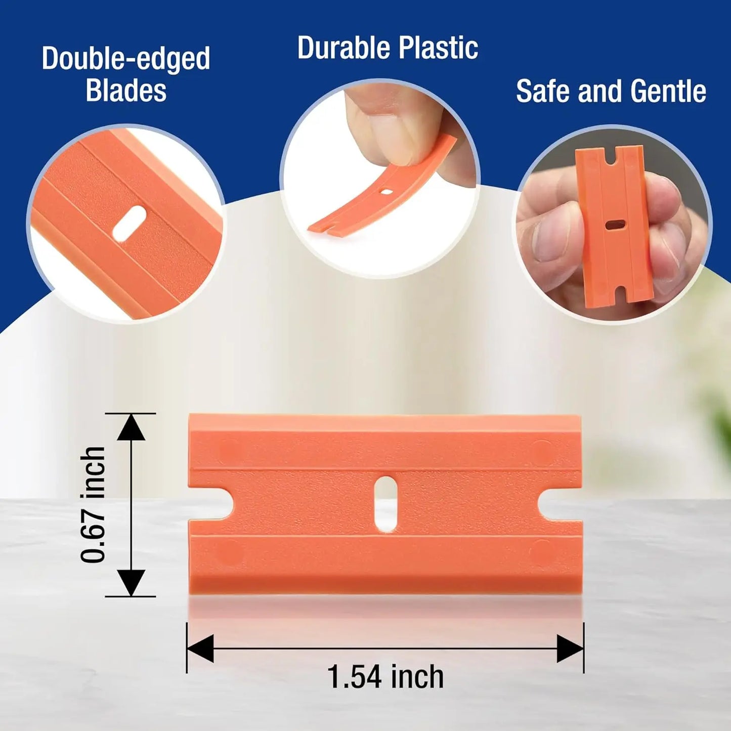 ALIWRAP 100pcs Spare Double Edged Plastic Razor Blades For Scraper Car Wrap Stickers Labels Glue Remover Window Glass Cleaning