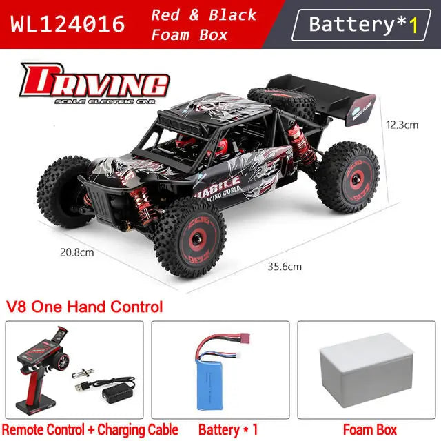 WLtoys 124016 V8 V2 1:12 4WD RC Racing Car High-Speed Brushless Motor Off-Road One Hand Remote Control Drift Climbing Kids Toys
