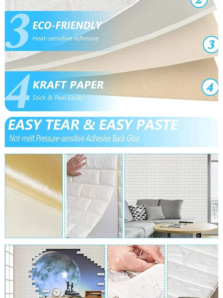 3D Three-dimensional Wall Stickers Self-adhesive Wallpaper Anti-collision Decorative Stickers 10pc