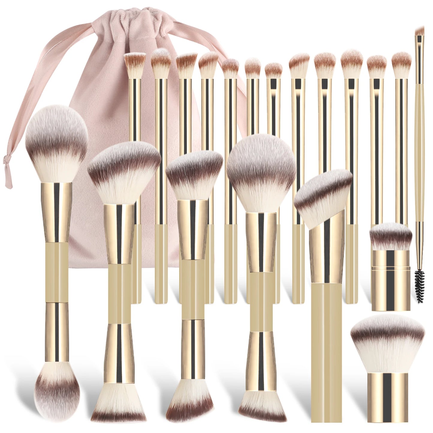 20pcs Makeup Brush Set Including Powder Brush Blush Brush Highlighter Brush Eyeshadow Brush Lash Brush Eyeliner Brush
