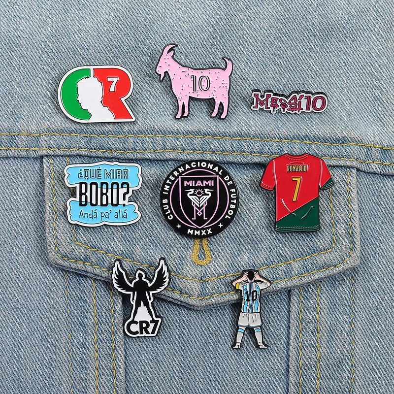 Football Star Enamel Pins Custom Football Club Digital Jersey Brooches Lapel Badges Clothes Funny Jewelry Gift for Fans Friends