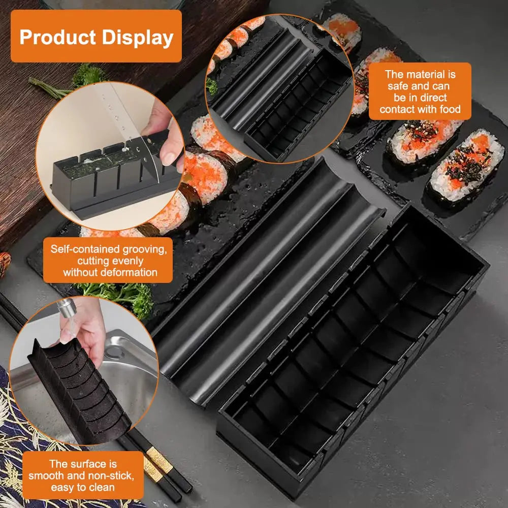 3/10Pieces Sushi Molds 10Shapes Sushi Rice Making Kit Easy Home DIY Sushi Tool Kitchen for Beginners Instruction Manual Included