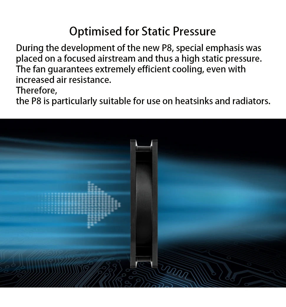 ARCTIC P8 - 80mm Case Fan, Pressure-Optimised, quiet motor, Fluid Dynamic Bearing,  Speed: 3000 RPM Fixed Speed, 3-Pin Connector