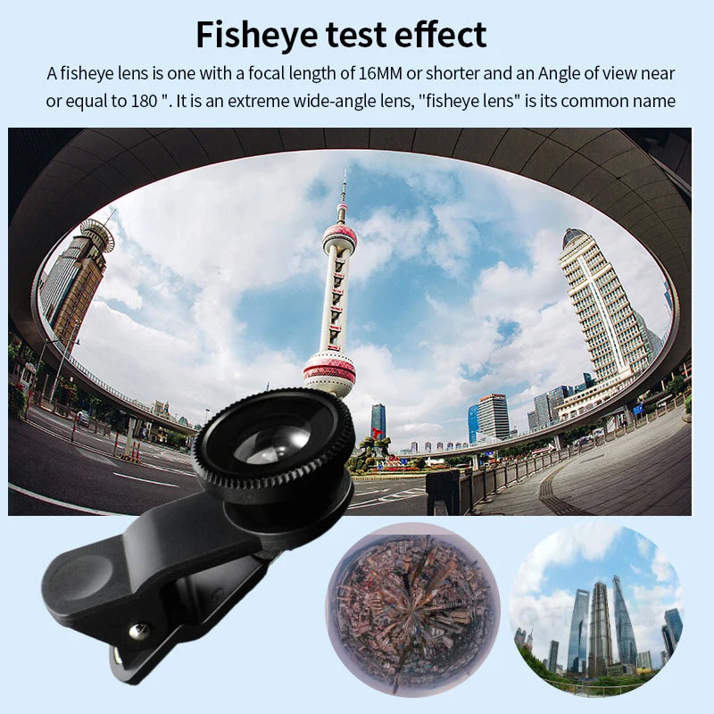 3in1 Fisheye Lens Wide Angle Micro Camera Lens for iPhone 14 13 3IN1 Zoom Fish Eye Len for Smartphone Lenses with Phone Clip