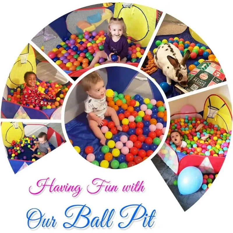 Kids Ball Pit Pop Up Childrens Ball Pits Tent for Toddlers Playhouse Baby Crawl Playpen with Basketball Hoop Zipper Storage Bag