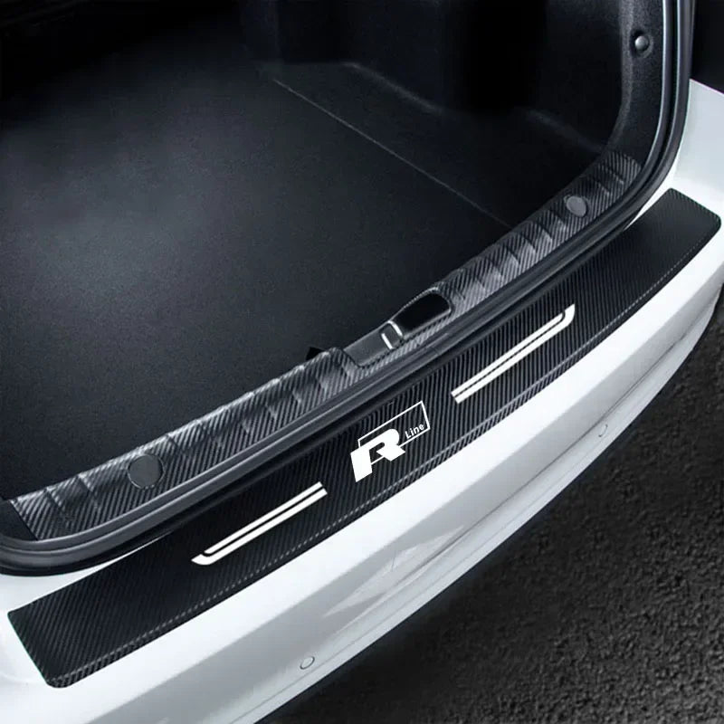 Car Door Sill Sticker Carbon Fiber Protector Anti-Scratch Pad for Volkswagen VW Rline R Line Badge Trunk Edge Scuff Plate Strip
