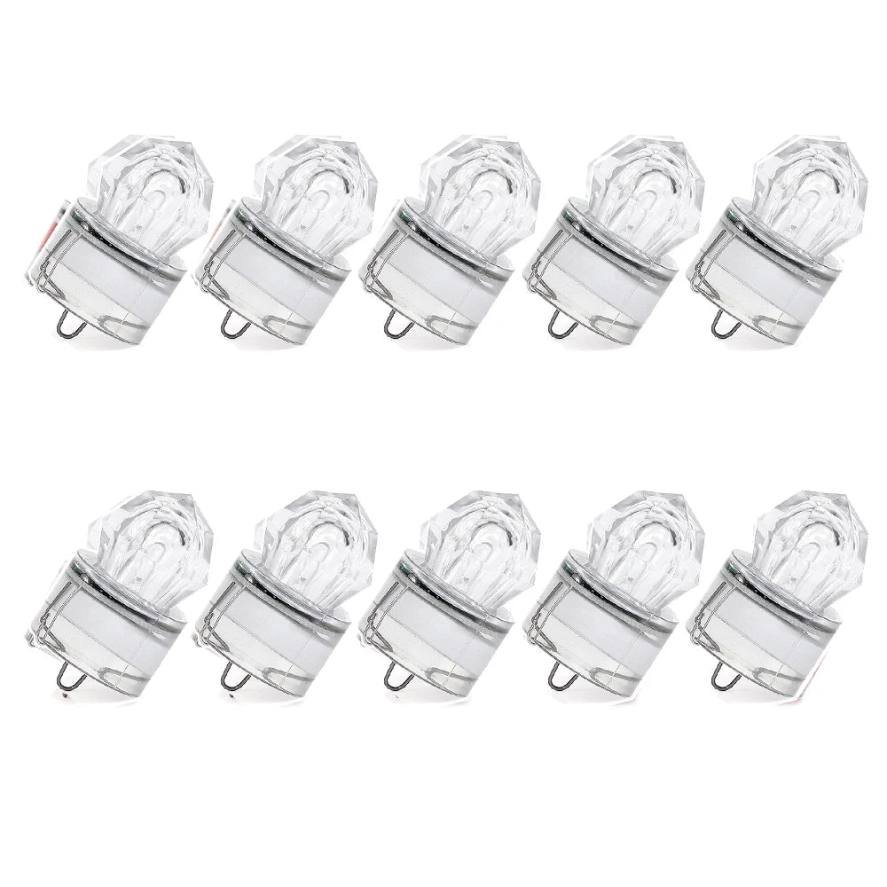 10 pieces of LED fishing lights, underwater deep throw light, waterproof diamond tube, underwater color fishing lure