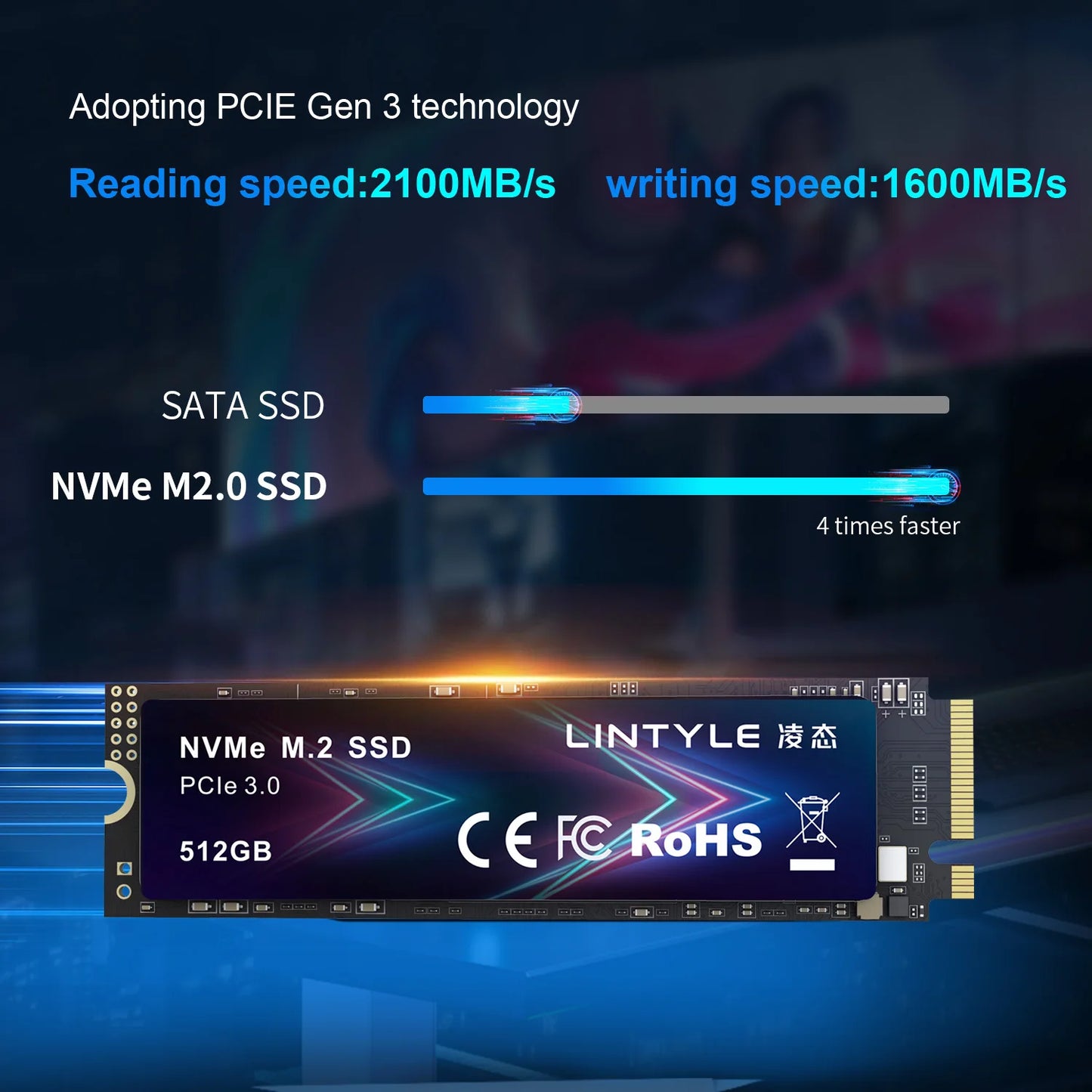 LINTYLE NVME M.2 PCIe 3.0 SSD 256GB 512GB 1TB Gen3*4 Solid State Drive 2280 Internal Hard Disk HDD for Laptop Desktop