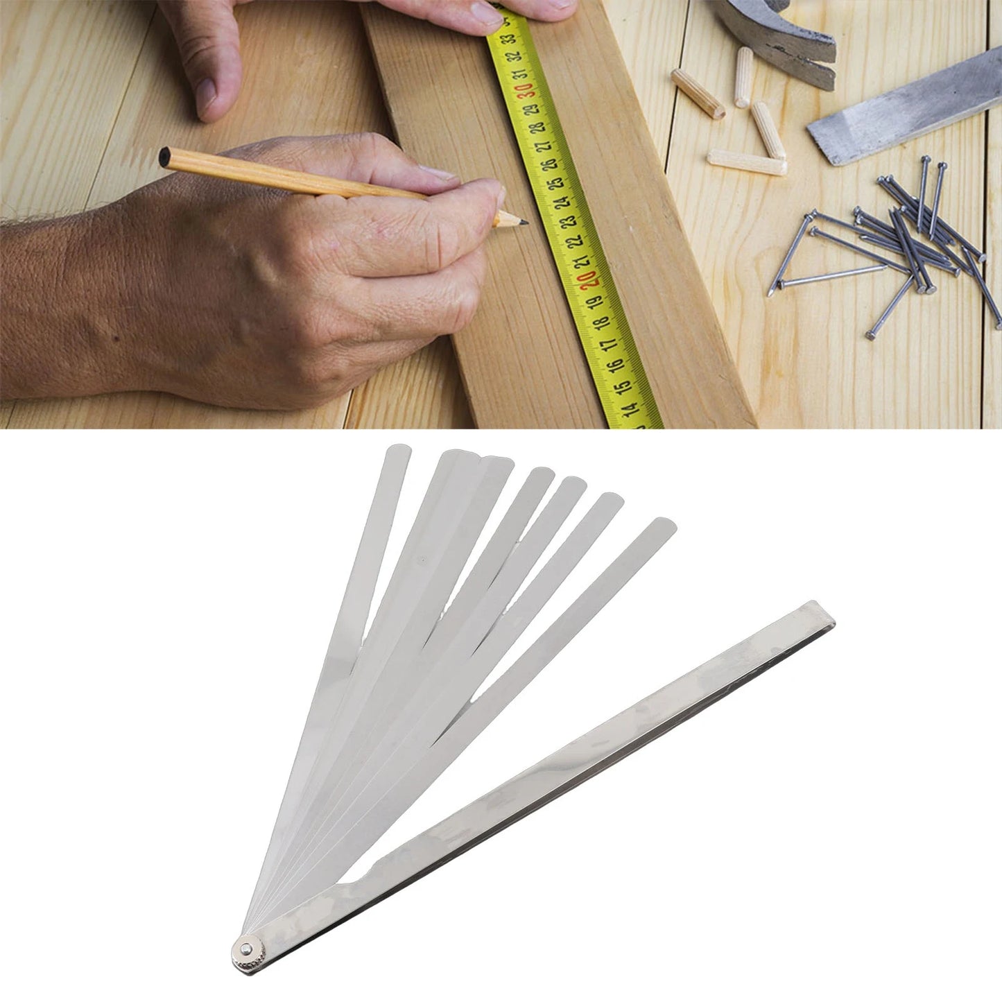 300mm Feeler Gauge 17 Blades 0.02-1mm Stainless Steel Gap Measuring Tool Metric Thickness Inspection Tool