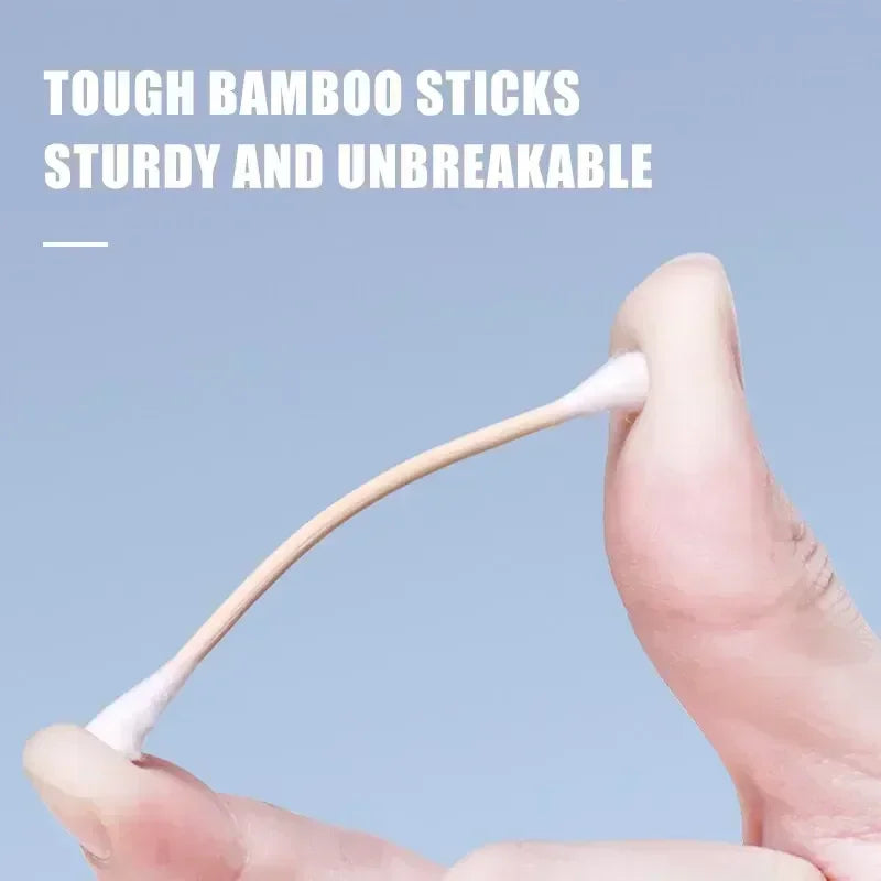 100/300/500 Pcs Cotton Swabs with Wooden Sticks, Bamboo Cotton Swabs Double Round Tips, Biodegradable Cotton Buds