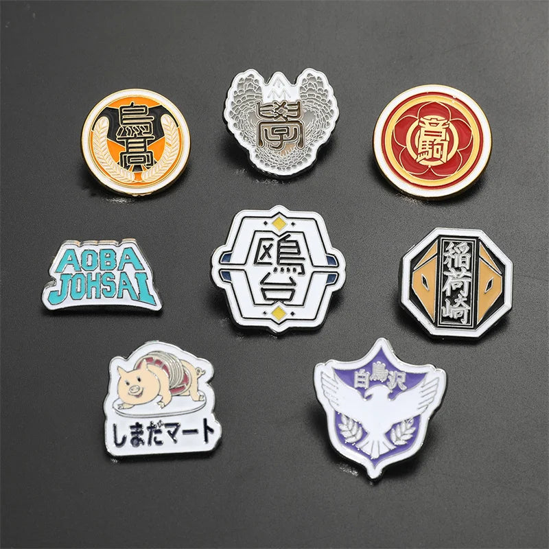 Anime Haikyuu!! Brooch Volleyball Boy High School Team Badge Enamel Pin Brooches Cartoon Backpack Badge Jewelry Accessories Gift