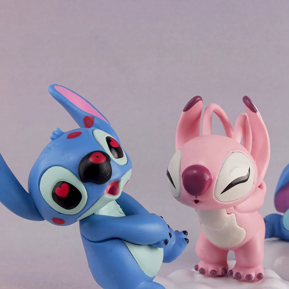 Disney Stitch Lovers Model Doll Angel Kissing Stitch Statue Desktop Display Figurines Ornaments Valentine's Day girlfriend Gifts