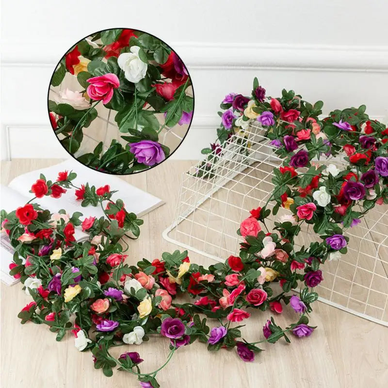 1/11Pcs Artificial White Flower Fake Rose Hanging 2.5M Vines Plants Leaves Artificials Garland Flowers Wedding Party Decoration