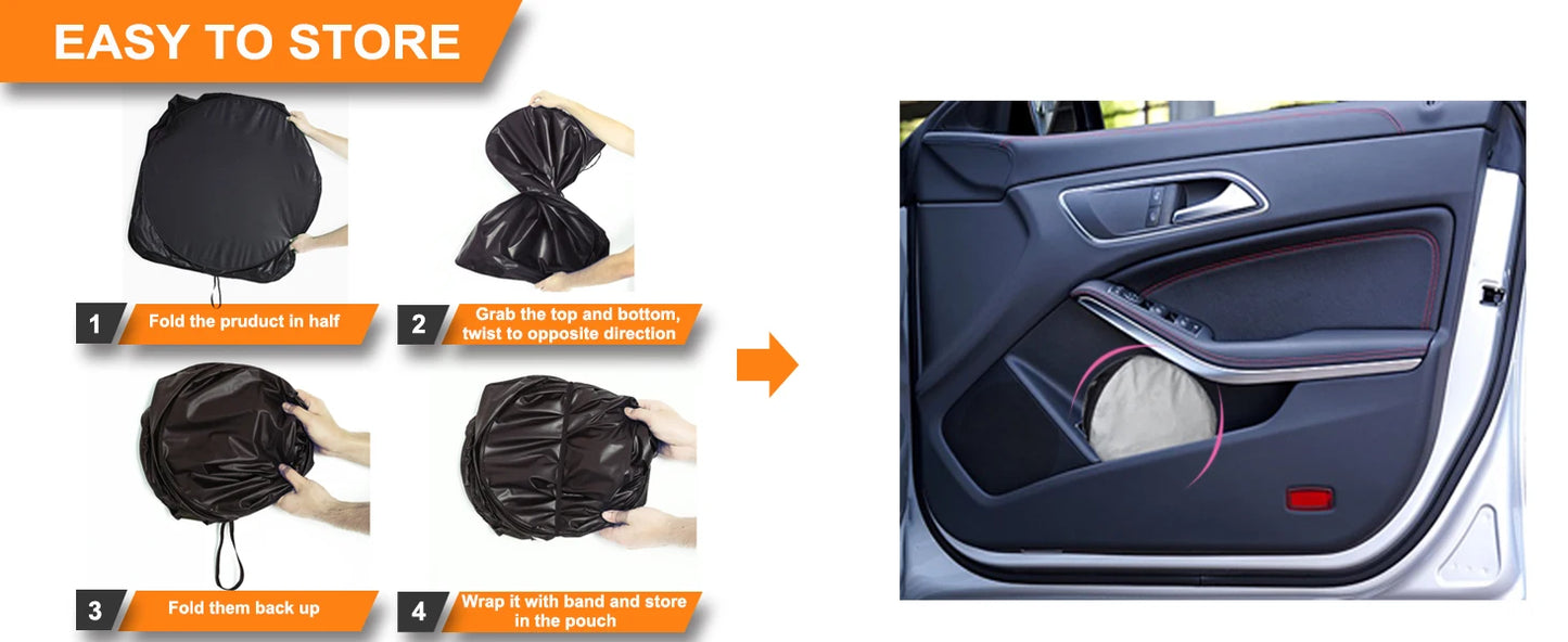 Car Cartoon Devil's Eye Foldable 59'x27.5' Car Windshield Sun Shade, Funny Car Eyes Sun Visor Wear-ResistantFoldable Reflective