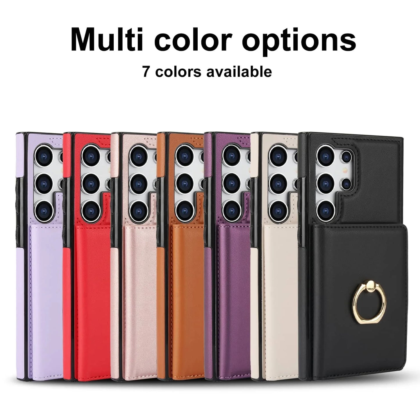 Wallet Case with Card Holder, 360° Rotation Ring Kickstand Magnetic Clasp for Samsung Galaxy S25 S24/S23/S22/S21 Ultra/Note 20