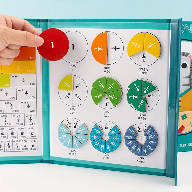Magnetic Fraction Tiles Division Board - Educational Math Counting Game with Interactive Circles for Youngsters