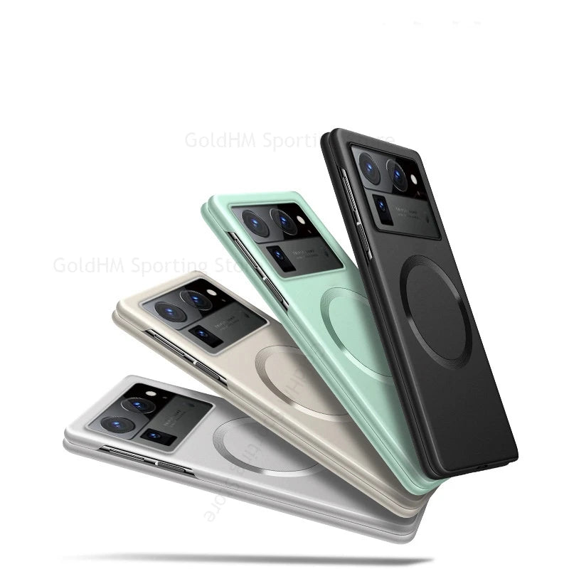 Metallic Paint For Magsafe Case For Tecno Phantom V Fold2 Magnetic Matte Wireless Charging Cover Phantom V Fold 2 Full Protector