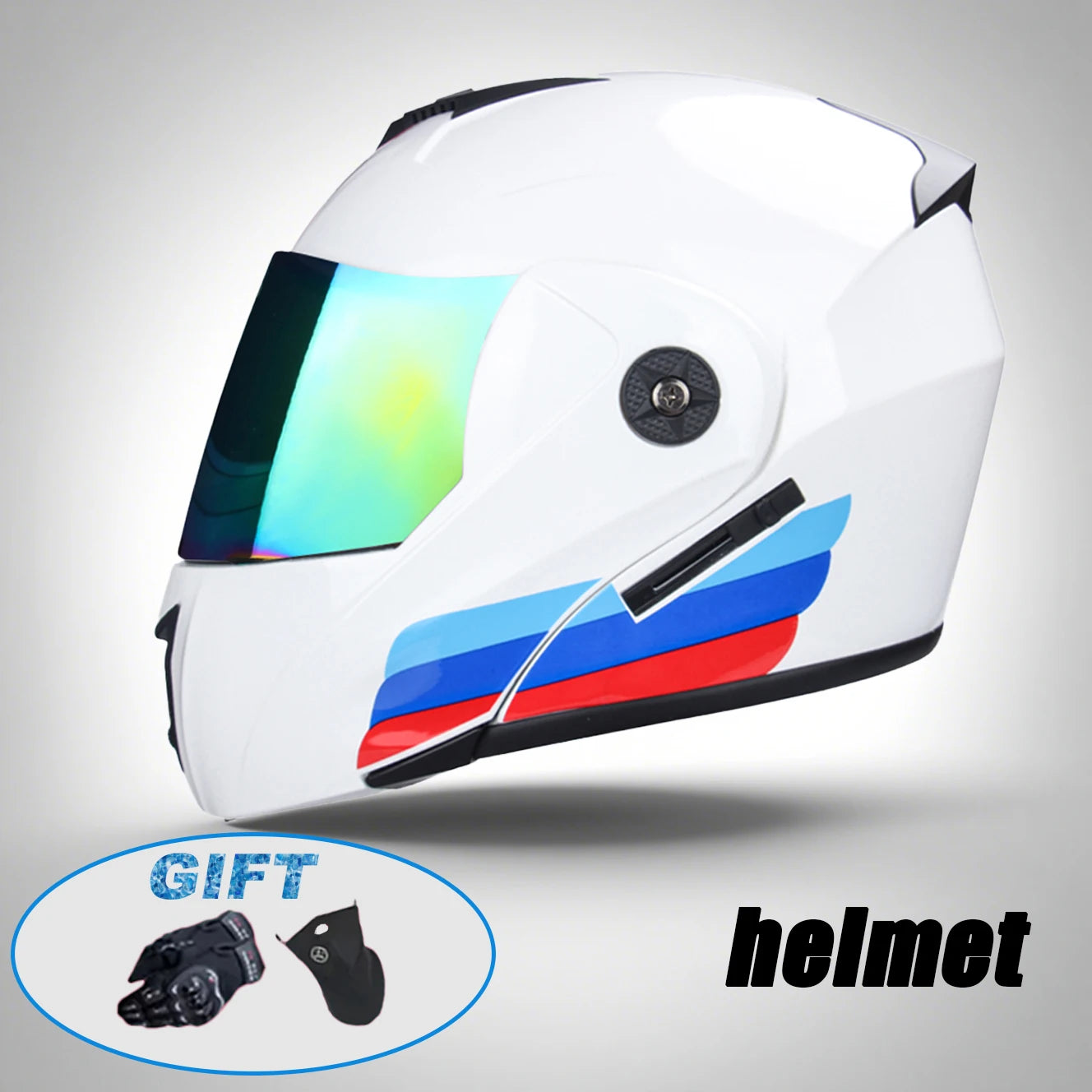 New Modular Motorcycle helmet full face racing with Double sun visor Women man flip up helmet Double lens DOT