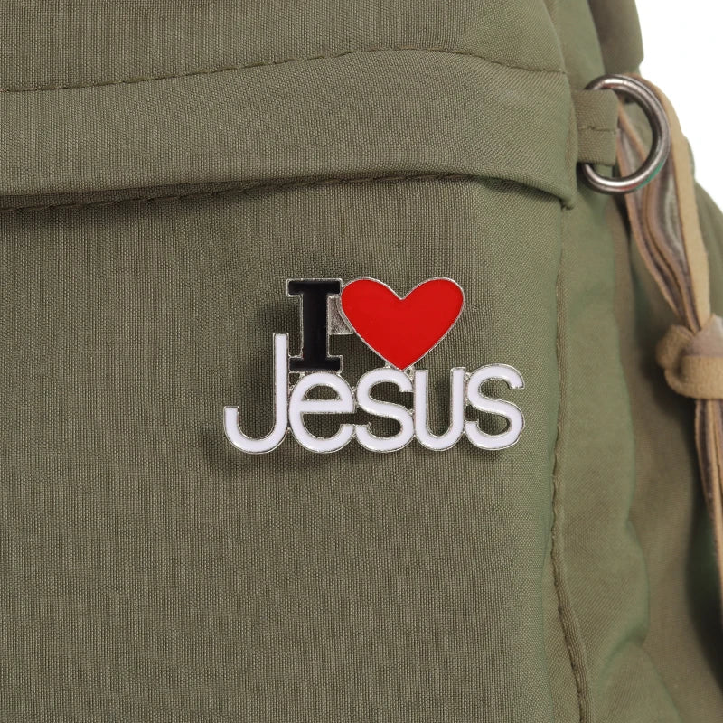 I Love Jesus Enamel Pins Custom Phrase With Heart Brooches Shirt Collar Lapel Badges Simple Jewelry Gift for Kids Friends