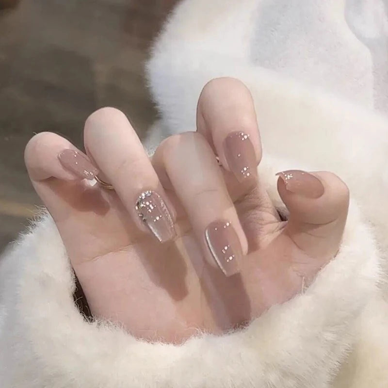 Cat Eye Press on Nails - Fake False Stick-on Nails Tips, Reusable Nail Tips Set for Women