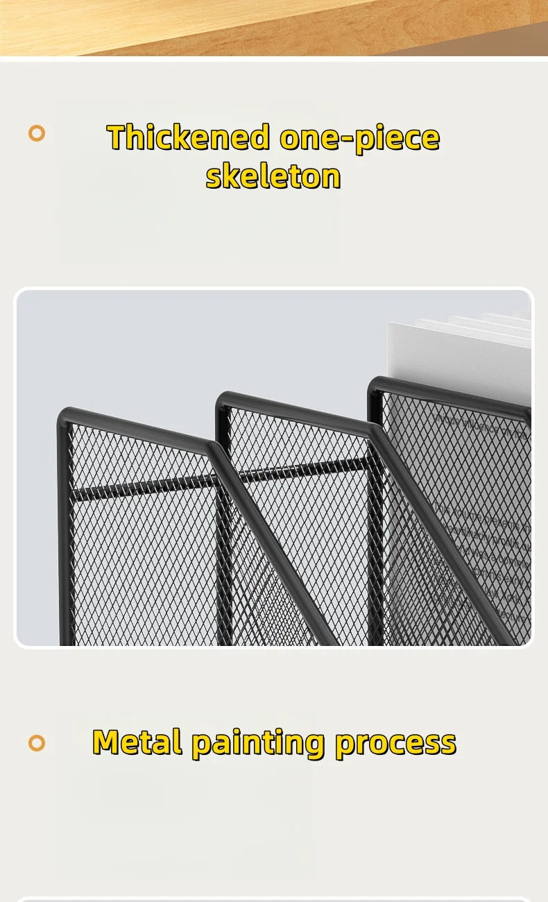 Metal File Rack Office Desk Shelf Standing Desktop File Folder File Box File Storage Box Data Rack Stationery Organizer File