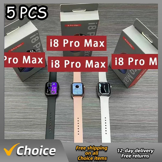 5Pcs Smart Watch Answer Call Music Player Health Sport Bracelet Fitness Tracker Custom Dial Smartwatch Women Men Gift I8 Pro Max