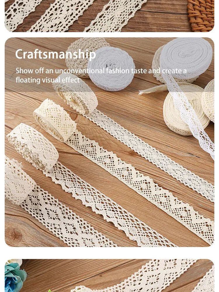 5Meter Roll White Cotton Embroidered Lace Net Ribbons Fabric Trim DIY Decorate Sewing Handmade Craft Materials Bow
